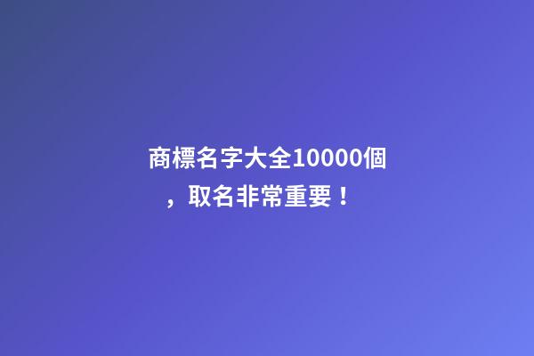 商標名字大全10000個，取名非常重要！-第1張-商標起名-玄機派